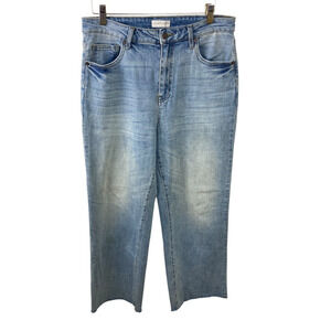 Oliver Logan 29 Aberdeen Wide Leg Crop Raw Hem Slow Denim Jeans High Rise